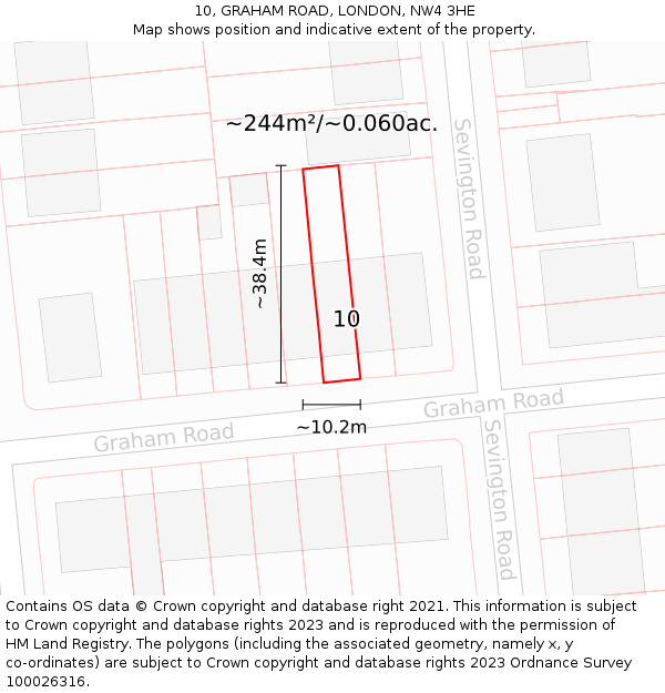 10, GRAHAM ROAD, LONDON, NW4 3HE: Plot and title map
