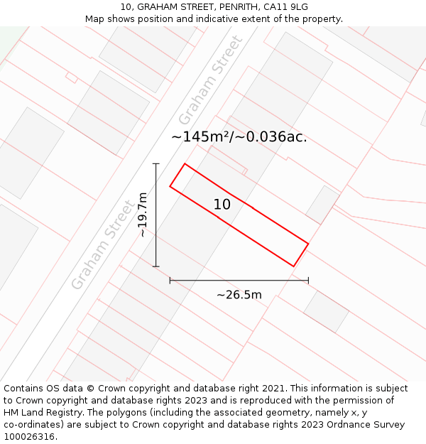 10, GRAHAM STREET, PENRITH, CA11 9LG: Plot and title map