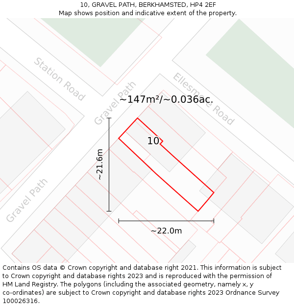 10, GRAVEL PATH, BERKHAMSTED, HP4 2EF: Plot and title map