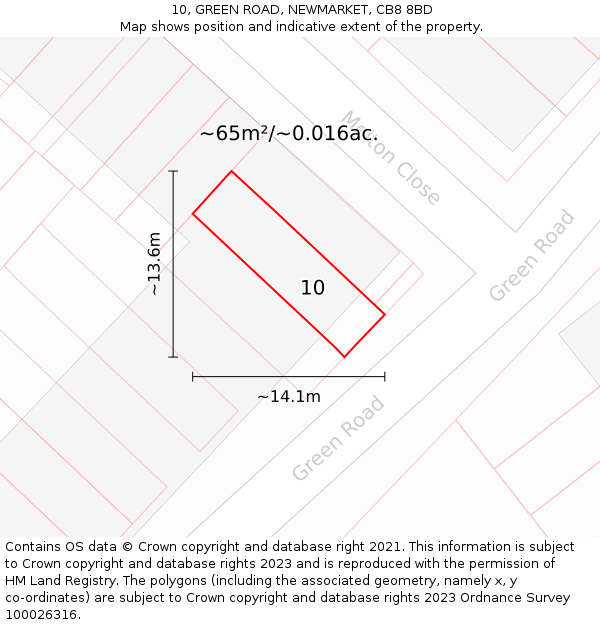 10, GREEN ROAD, NEWMARKET, CB8 8BD: Plot and title map