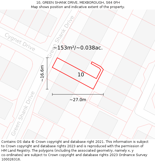 10, GREEN SHANK DRIVE, MEXBOROUGH, S64 0FH: Plot and title map