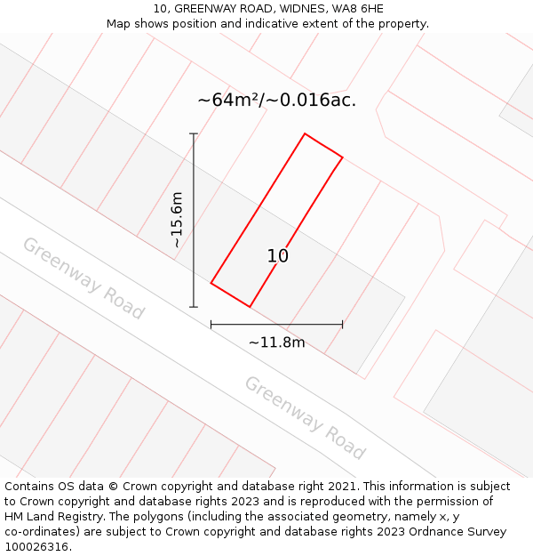 10, GREENWAY ROAD, WIDNES, WA8 6HE: Plot and title map
