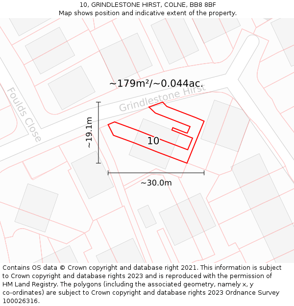 10, GRINDLESTONE HIRST, COLNE, BB8 8BF: Plot and title map