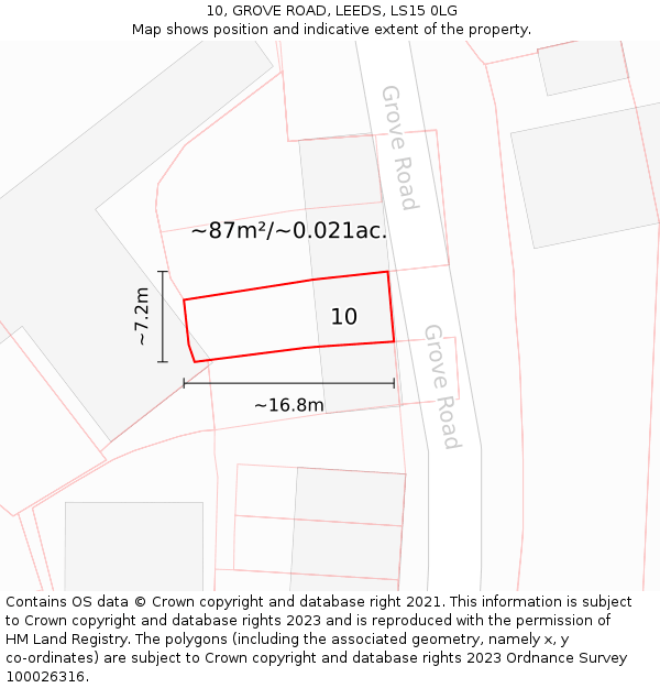 10, GROVE ROAD, LEEDS, LS15 0LG: Plot and title map