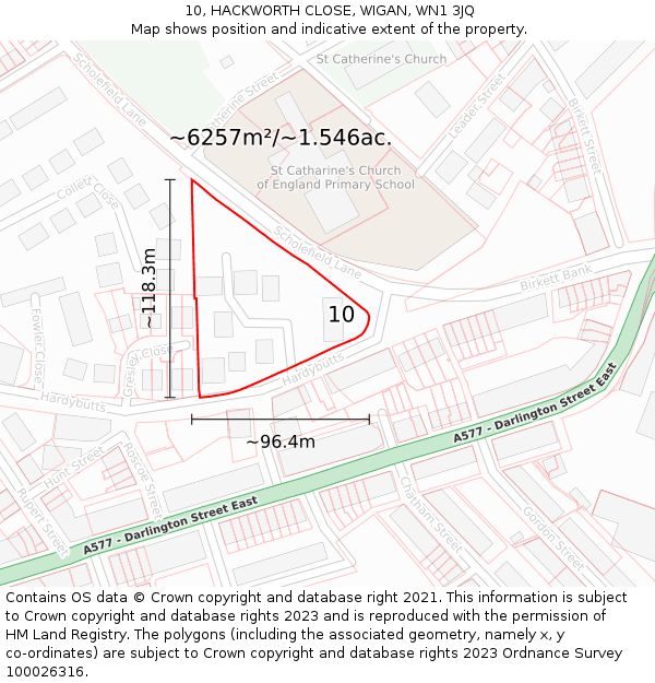 10, HACKWORTH CLOSE, WIGAN, WN1 3JQ: Plot and title map