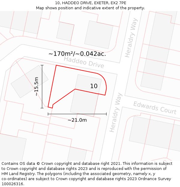 10, HADDEO DRIVE, EXETER, EX2 7PE: Plot and title map