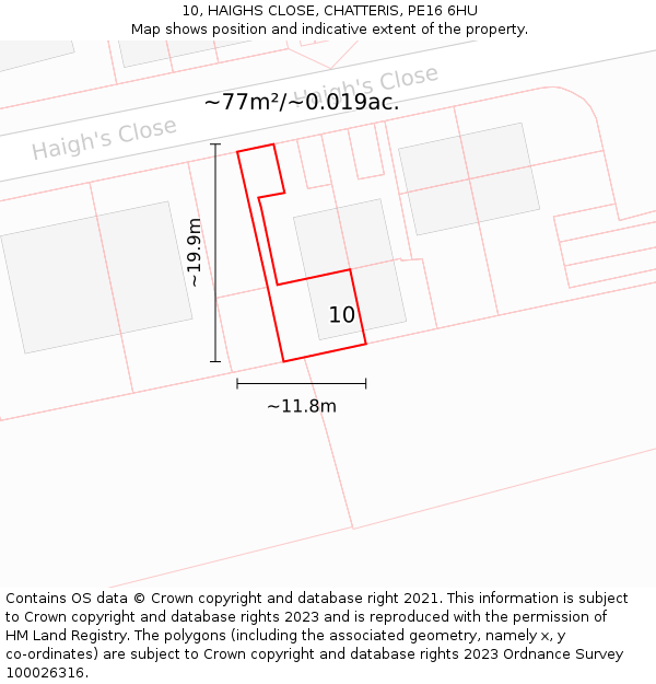10, HAIGHS CLOSE, CHATTERIS, PE16 6HU: Plot and title map