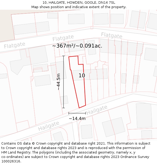 10, HAILGATE, HOWDEN, GOOLE, DN14 7SL: Plot and title map