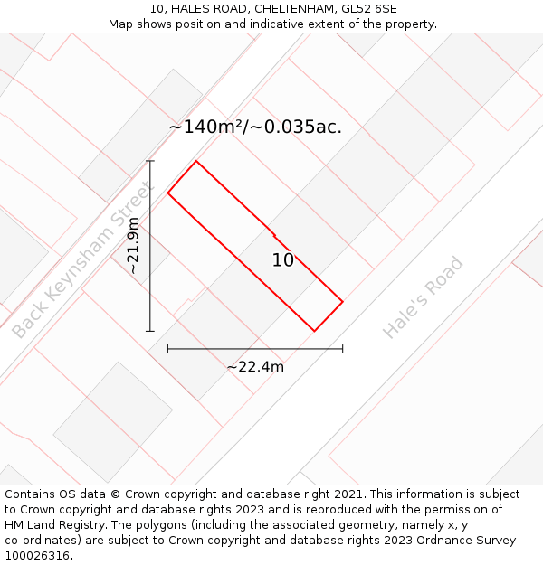 10, HALES ROAD, CHELTENHAM, GL52 6SE: Plot and title map
