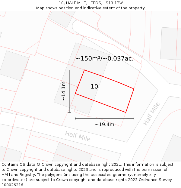 10, HALF MILE, LEEDS, LS13 1BW: Plot and title map