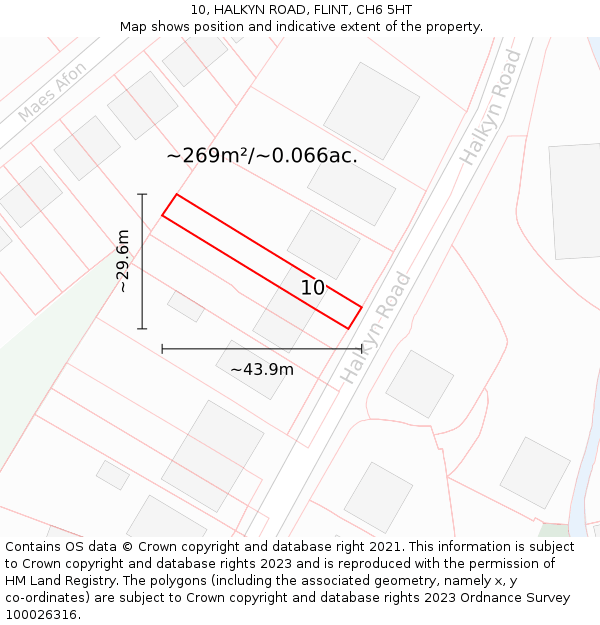10, HALKYN ROAD, FLINT, CH6 5HT: Plot and title map