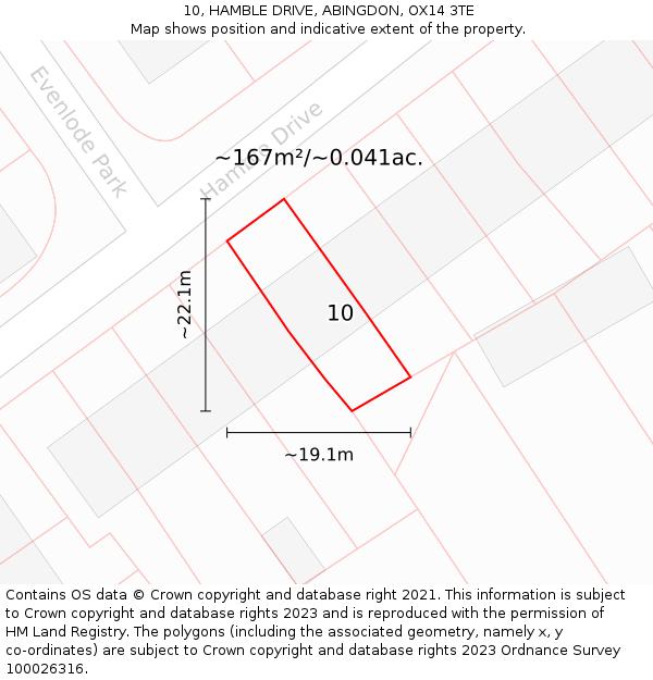 10, HAMBLE DRIVE, ABINGDON, OX14 3TE: Plot and title map