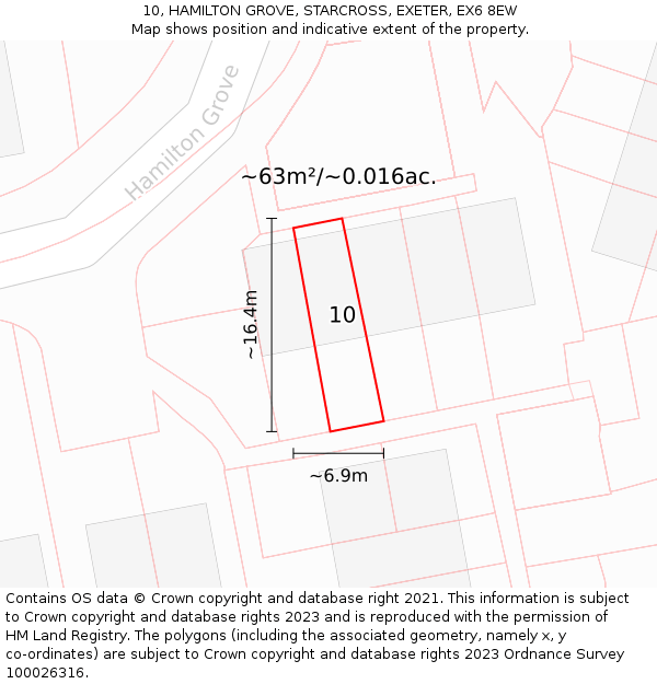 10, HAMILTON GROVE, STARCROSS, EXETER, EX6 8EW: Plot and title map