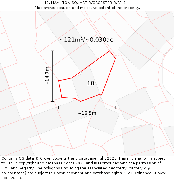 10, HAMILTON SQUARE, WORCESTER, WR1 3HL: Plot and title map