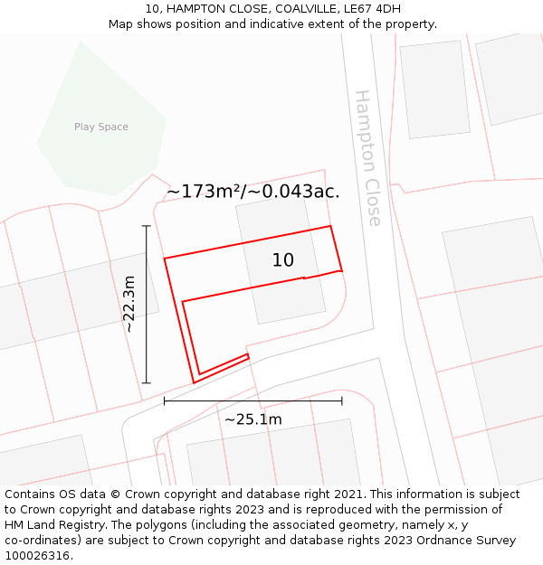 10, HAMPTON CLOSE, COALVILLE, LE67 4DH: Plot and title map