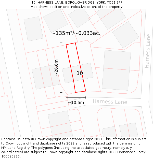 10, HARNESS LANE, BOROUGHBRIDGE, YORK, YO51 9PF: Plot and title map