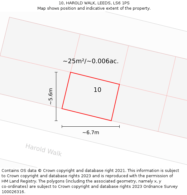 10, HAROLD WALK, LEEDS, LS6 1PS: Plot and title map
