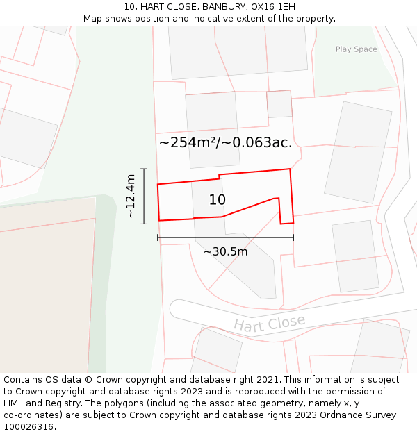 10, HART CLOSE, BANBURY, OX16 1EH: Plot and title map