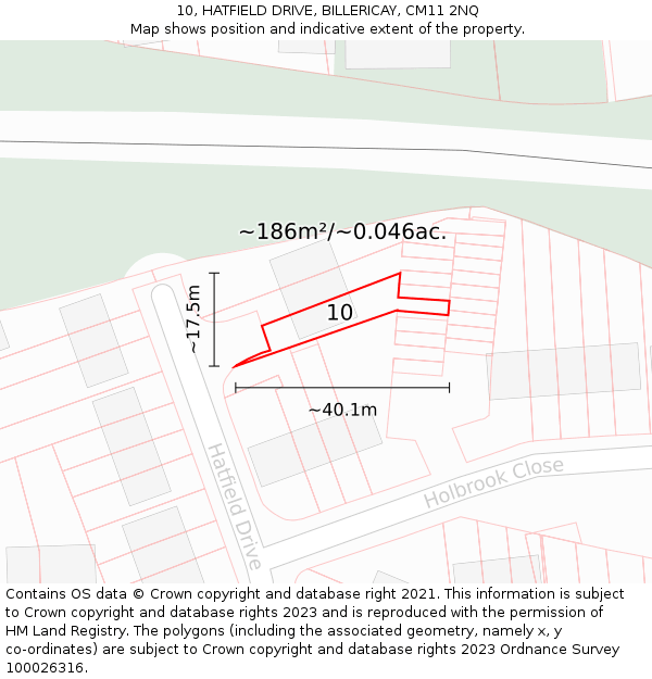 10, HATFIELD DRIVE, BILLERICAY, CM11 2NQ: Plot and title map