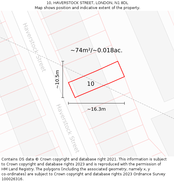 10, HAVERSTOCK STREET, LONDON, N1 8DL: Plot and title map