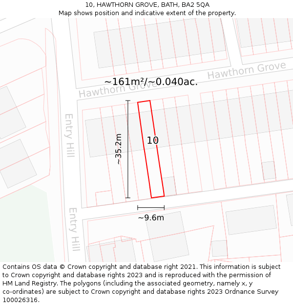 10, HAWTHORN GROVE, BATH, BA2 5QA: Plot and title map