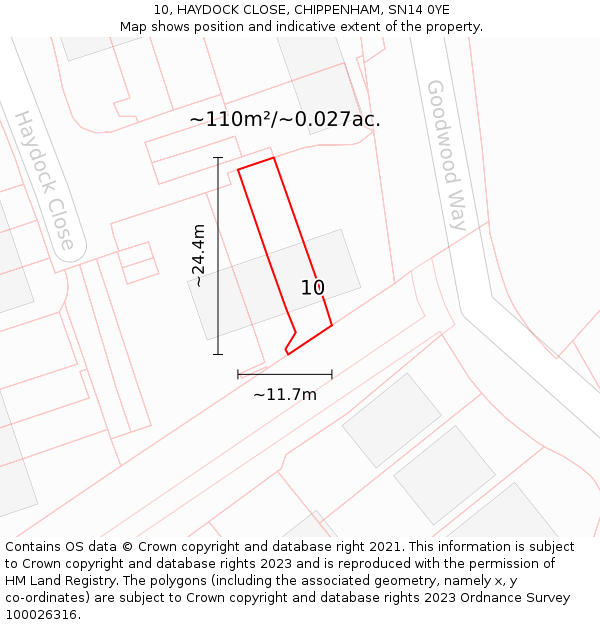 10, HAYDOCK CLOSE, CHIPPENHAM, SN14 0YE: Plot and title map