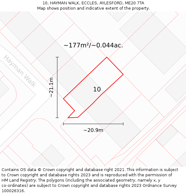10, HAYMAN WALK, ECCLES, AYLESFORD, ME20 7TA: Plot and title map