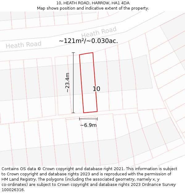 10, HEATH ROAD, HARROW, HA1 4DA: Plot and title map