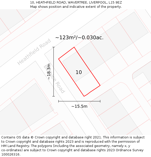 10, HEATHFIELD ROAD, WAVERTREE, LIVERPOOL, L15 9EZ: Plot and title map