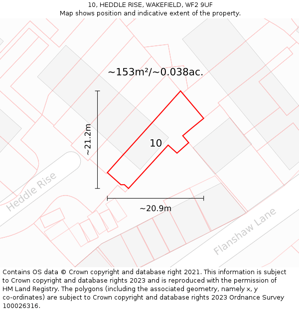 10, HEDDLE RISE, WAKEFIELD, WF2 9UF: Plot and title map
