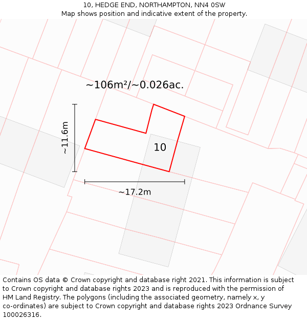 10, HEDGE END, NORTHAMPTON, NN4 0SW: Plot and title map