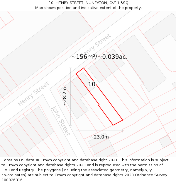 10, HENRY STREET, NUNEATON, CV11 5SQ: Plot and title map