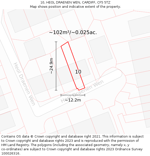 10, HEOL DRAENEN WEN, CARDIFF, CF5 5TZ: Plot and title map