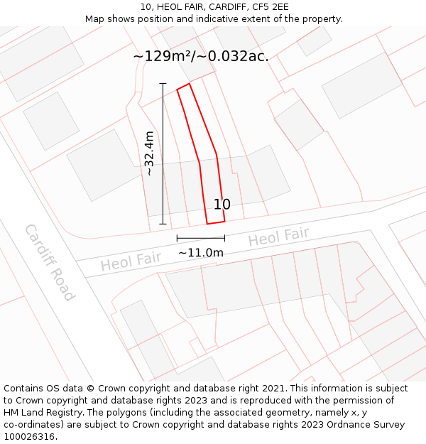 10, HEOL FAIR, CARDIFF, CF5 2EE: Plot and title map
