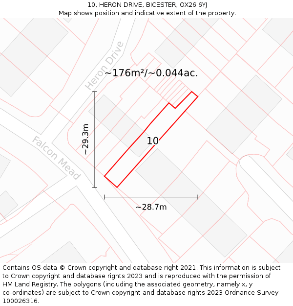 10, HERON DRIVE, BICESTER, OX26 6YJ: Plot and title map