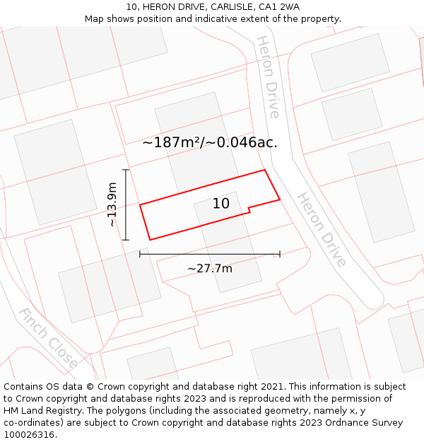 10, HERON DRIVE, CARLISLE, CA1 2WA: Plot and title map