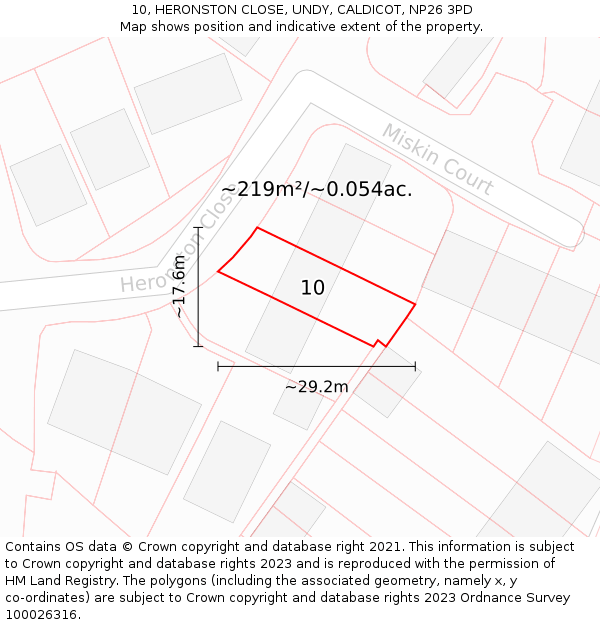 10, HERONSTON CLOSE, UNDY, CALDICOT, NP26 3PD: Plot and title map