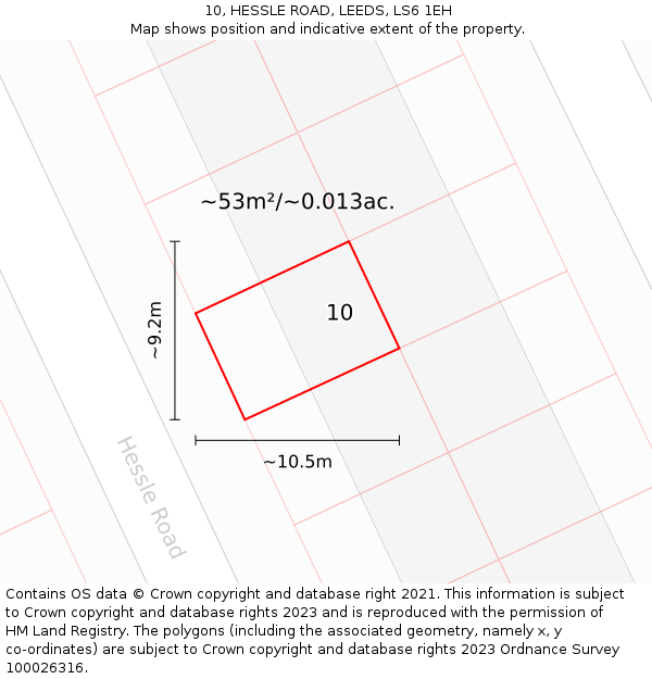10, HESSLE ROAD, LEEDS, LS6 1EH: Plot and title map