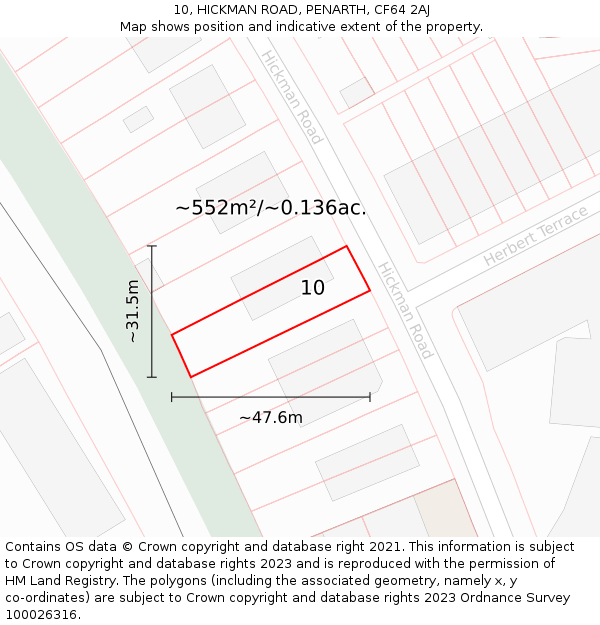 10, HICKMAN ROAD, PENARTH, CF64 2AJ: Plot and title map