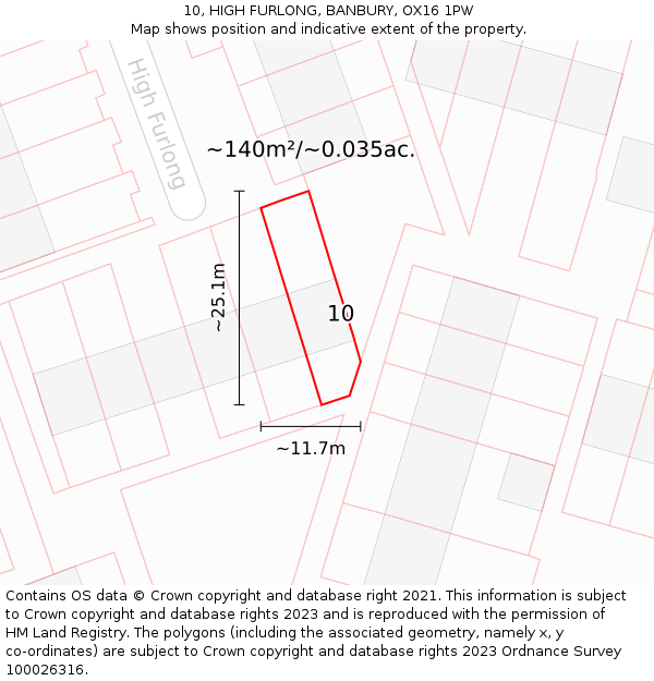 10, HIGH FURLONG, BANBURY, OX16 1PW: Plot and title map