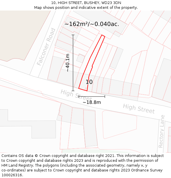 10, HIGH STREET, BUSHEY, WD23 3DN: Plot and title map