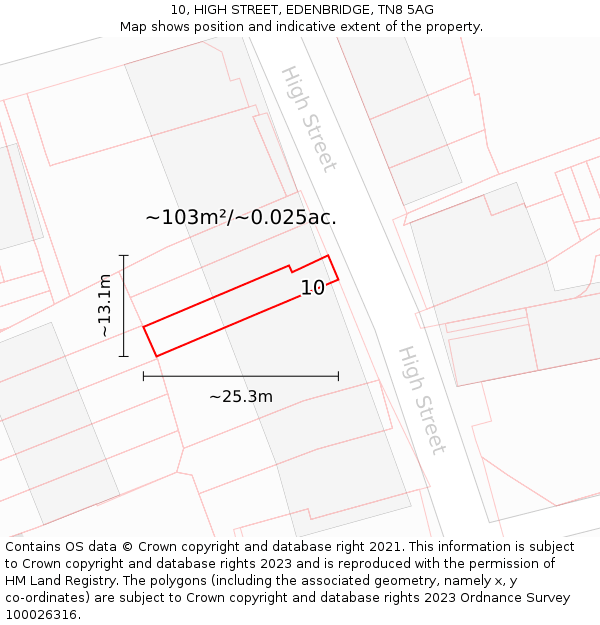 10, HIGH STREET, EDENBRIDGE, TN8 5AG: Plot and title map