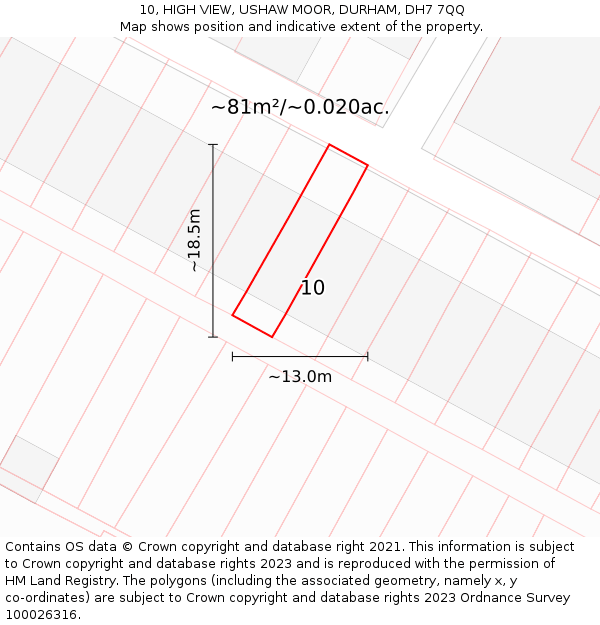 10, HIGH VIEW, USHAW MOOR, DURHAM, DH7 7QQ: Plot and title map