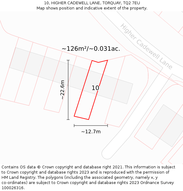 10, HIGHER CADEWELL LANE, TORQUAY, TQ2 7EU: Plot and title map