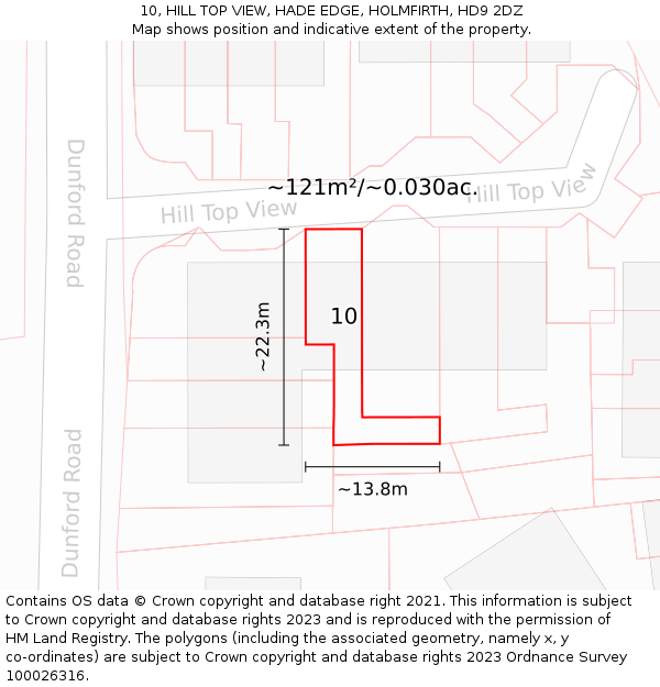 10, HILL TOP VIEW, HADE EDGE, HOLMFIRTH, HD9 2DZ: Plot and title map