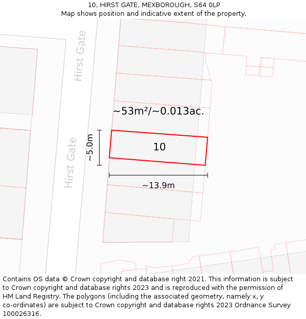 10, HIRST GATE, MEXBOROUGH, S64 0LP: Plot and title map