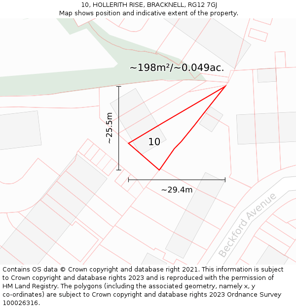 10, HOLLERITH RISE, BRACKNELL, RG12 7GJ: Plot and title map