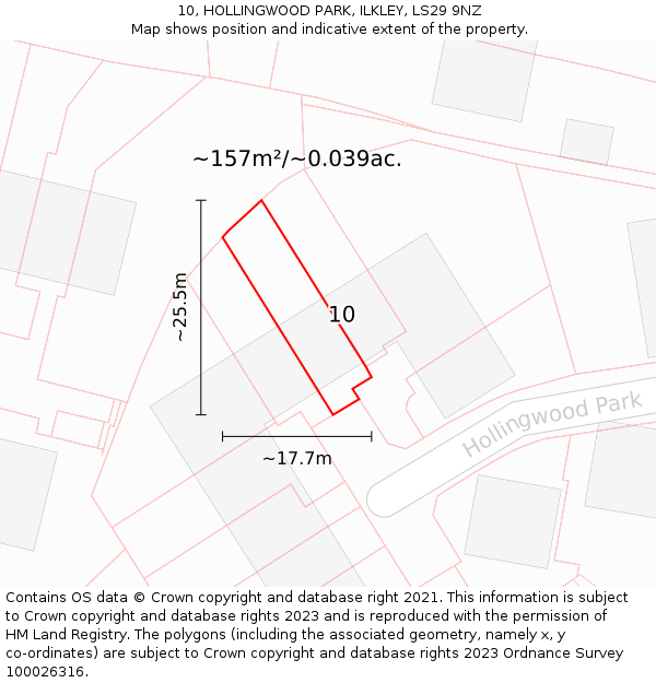 10, HOLLINGWOOD PARK, ILKLEY, LS29 9NZ: Plot and title map