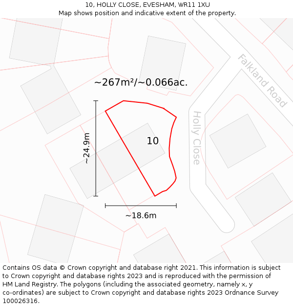 10, HOLLY CLOSE, EVESHAM, WR11 1XU: Plot and title map