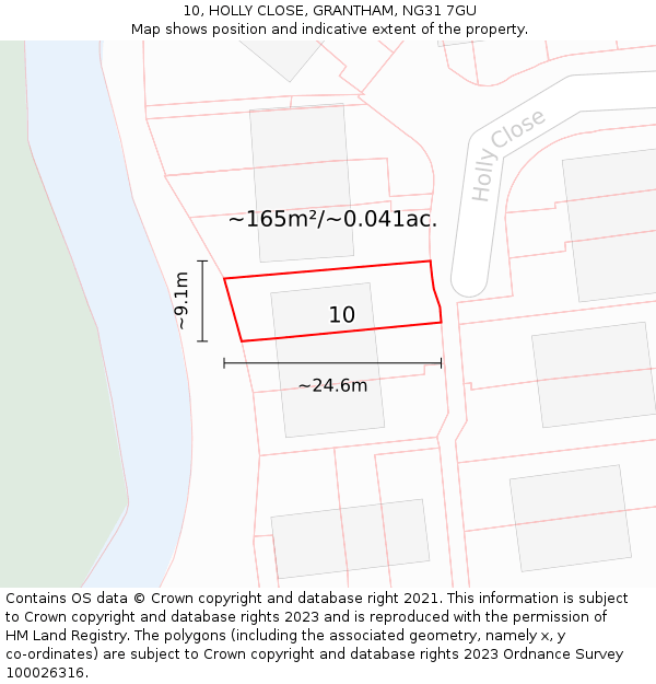 10, HOLLY CLOSE, GRANTHAM, NG31 7GU: Plot and title map